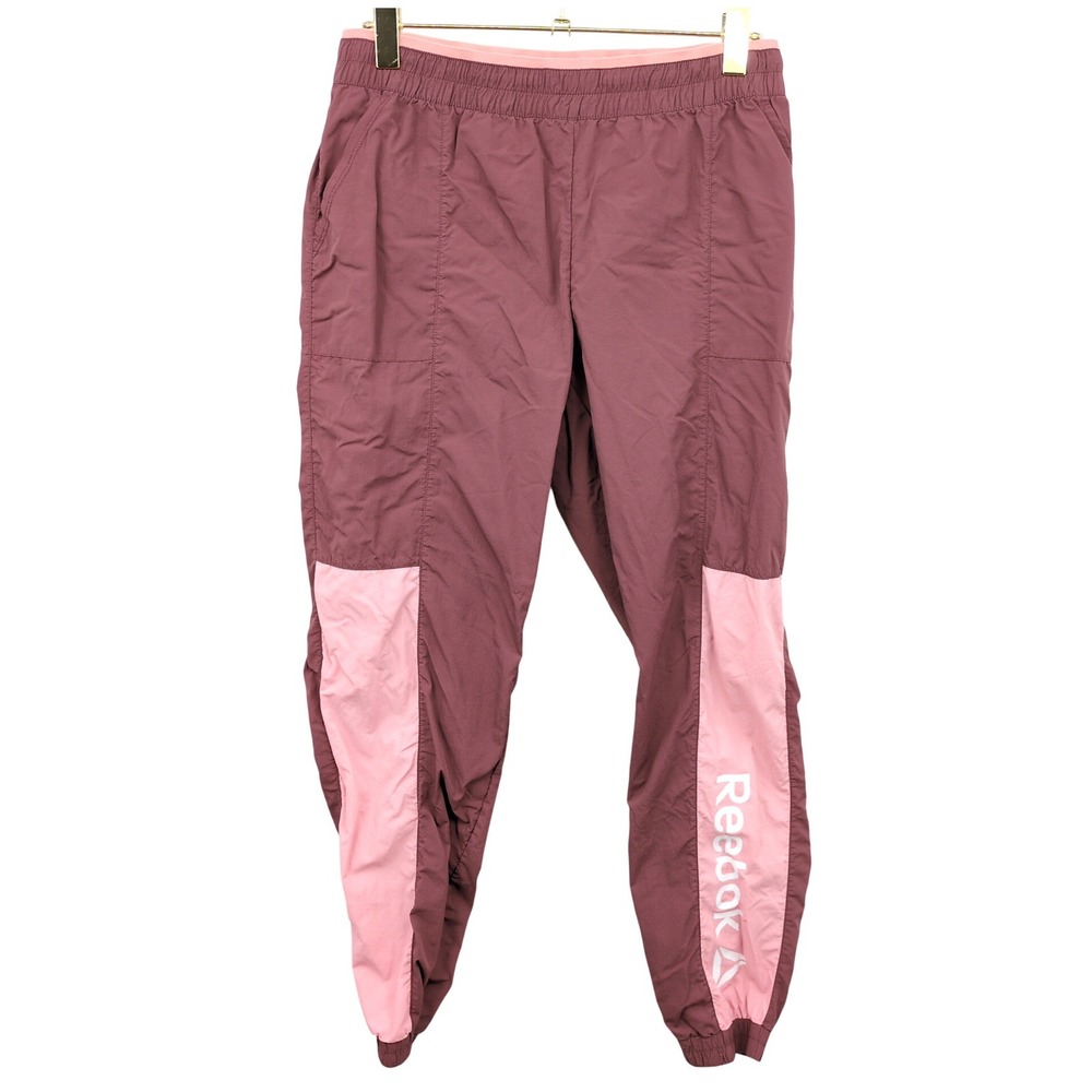 Reebok Colorblock Jogger Track Pants Womens Medium Plum‎ Pink Active Streetwear
